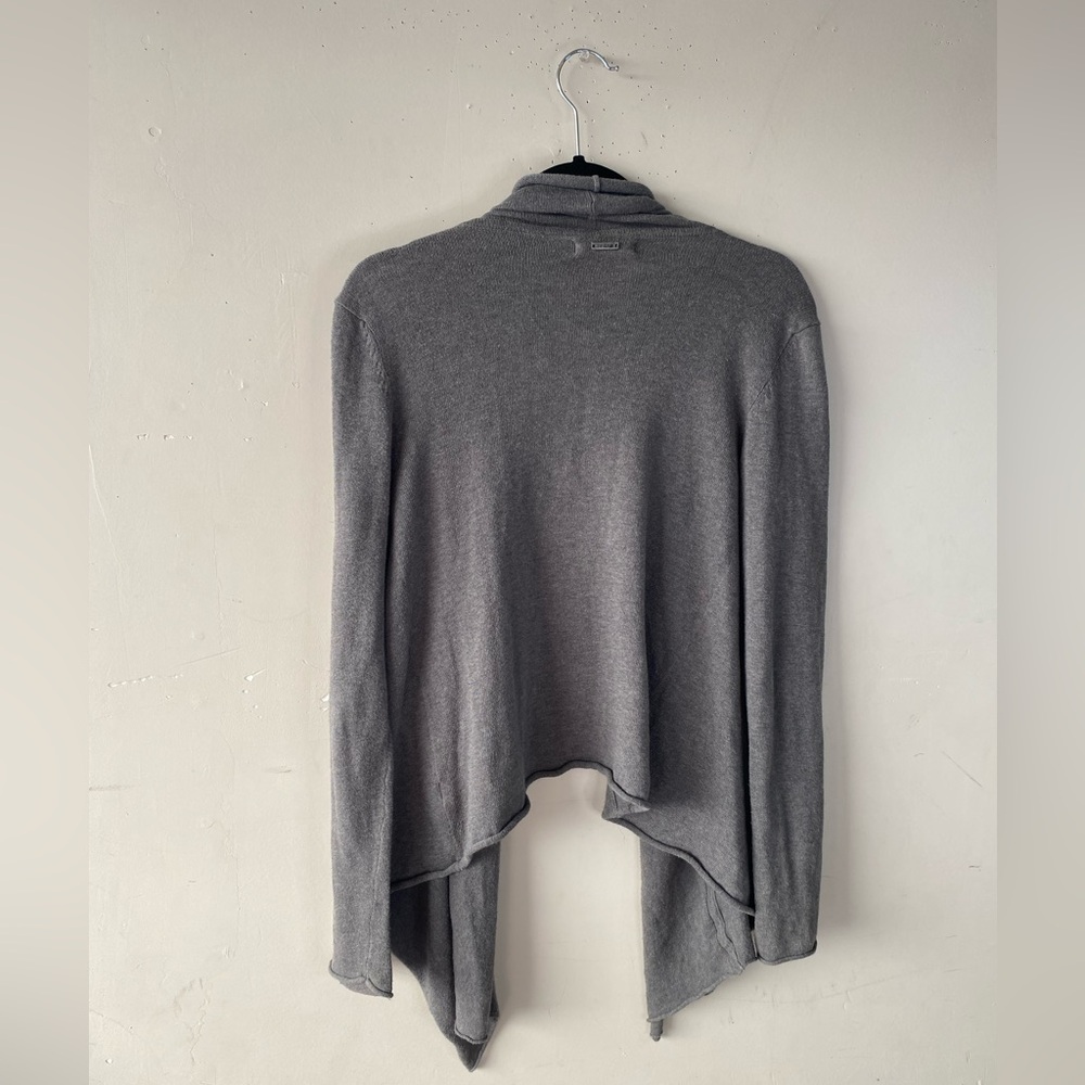 PrAna Georgia Wrap Cardigan Charcoal Grey Organic Cotton Open Front Sweater M - Picture 3 of 11